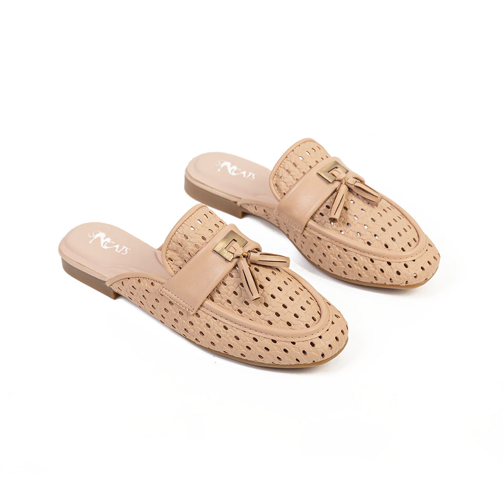 Perforated Mules - Beige
