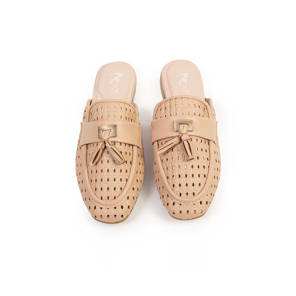 Perforated Mules - Beige