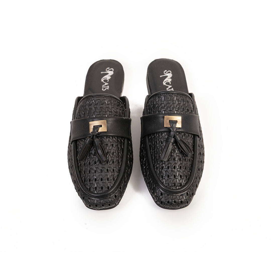 Perforated Mules - Black