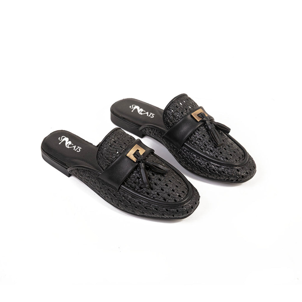 Perforated Mules - Black