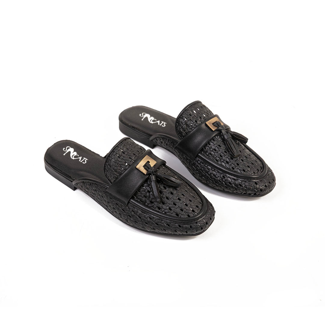 Perforated Mules - Black
