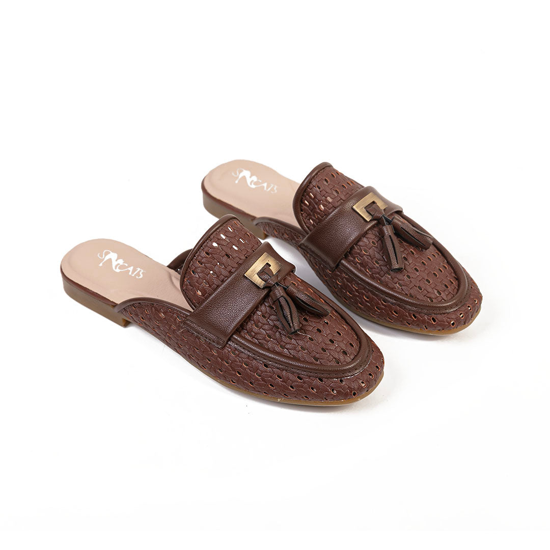 Perforated Mules - Brown