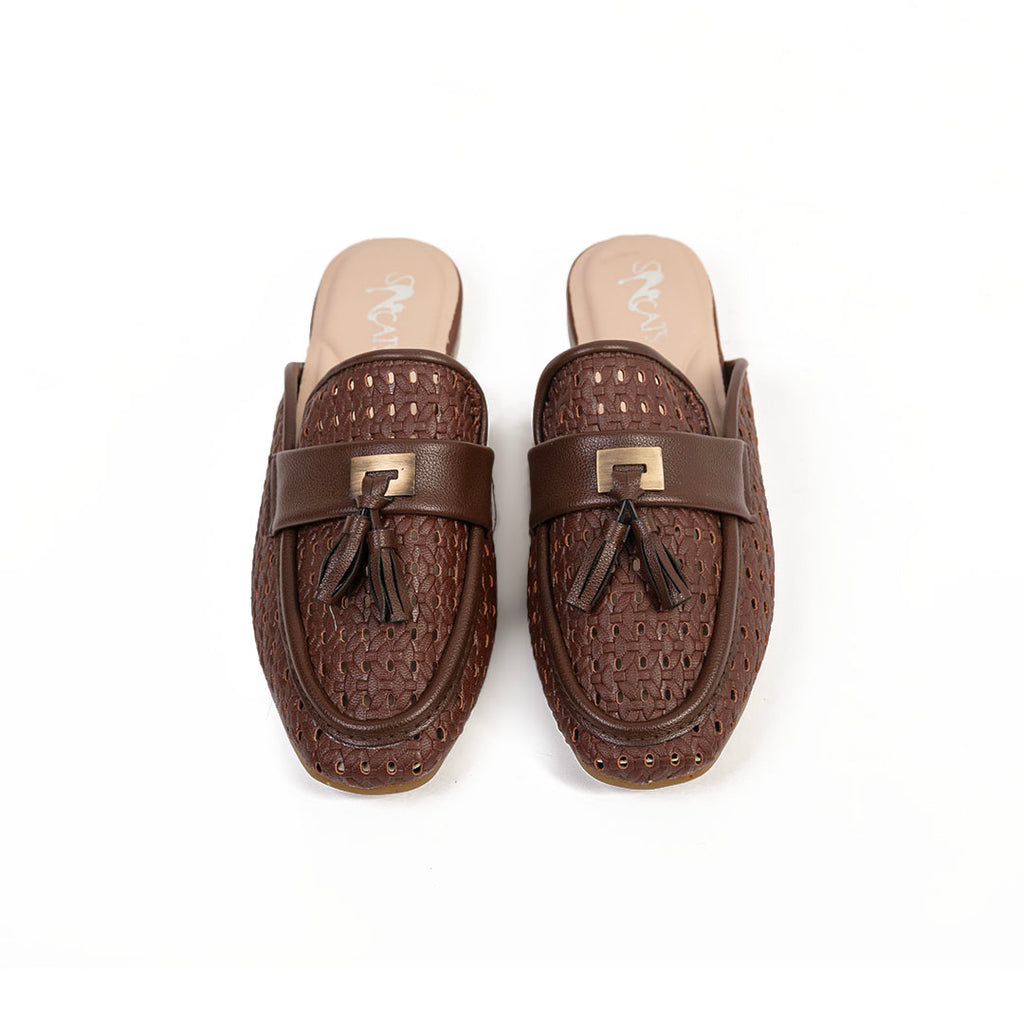 Perforated Mules - Brown