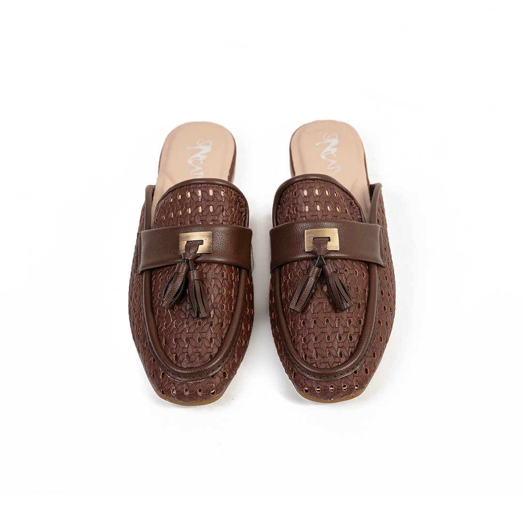 Perforated Mules - Brown