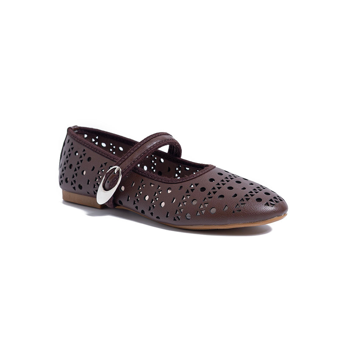 Perforated ballerina - Brown