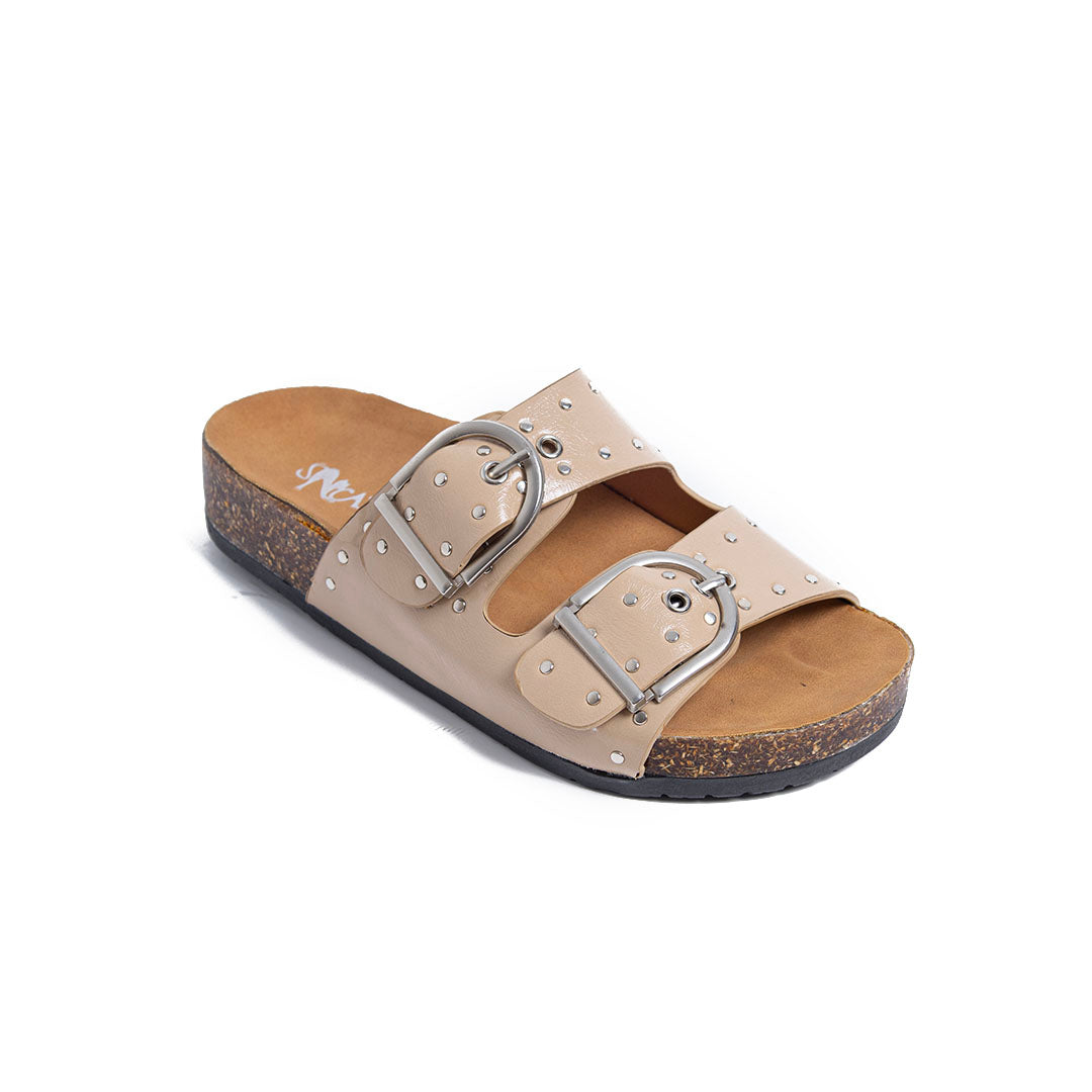 Buckle Slides - Beige